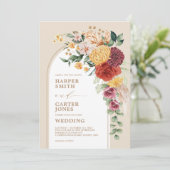  Bohemen bloemen Rustic Pampas Wedding Kaart (Staand voorkant)