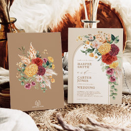  Bohemen bloemen Rustic Pampas Wedding Kaart