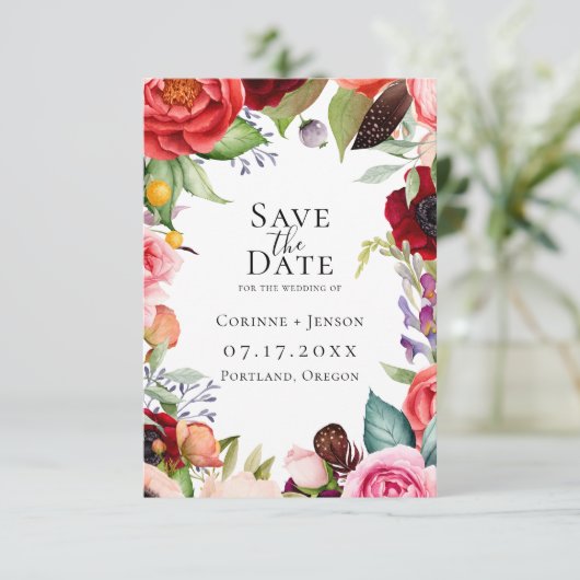 Bohemen Blooms sparen de datum Aankondiging (Staand voorkant)