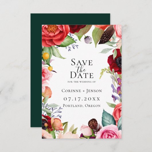 Bohemen Blooms sparen de datum Aankondiging (Voorkant / Achterkant)