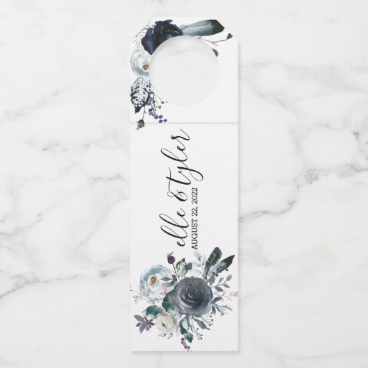 Bohemen Blue Wine Label Fles Hanger Label (Voorkant)