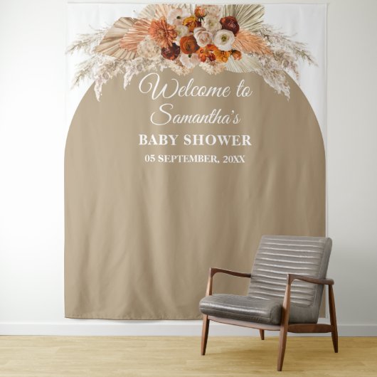 Bohemen bootst oranje schokkend baby shower in bra wandkleed (In situ)