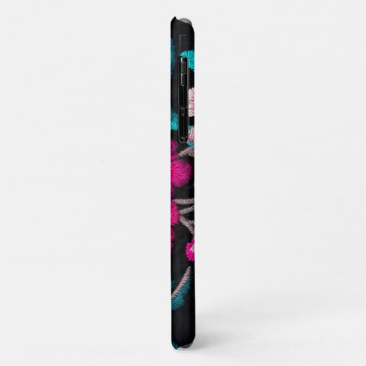 Bohemen borduurbloem zwart roze Case-Mate iPhone case (Achterkant/links)