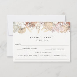 Bohemen botanische bruiloft RSVP met allergie Kaartje