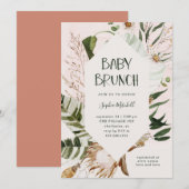 Bohemen Botanische en Pampas Grass | Baby Brunch Kaart (Voorkant / Achterkant)