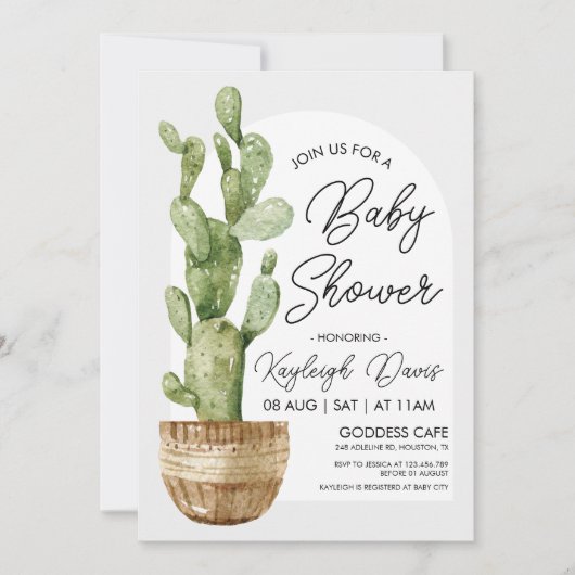 Bohemen Cactus Baby shower Succulent Kaart (Voorkant)