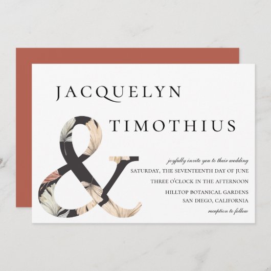 Bohemen Coastal Chic Ampersand Wedding Kaart (Voorkant / Achterkant)