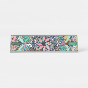 Bohemen Colorful Waterverf Floral Mandala Bureau Naambordje