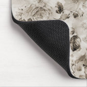 Bohemen elegant witte grijze rozen floraal muismat (Hoek)