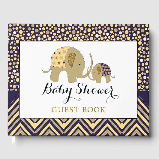 Bohemen Elephant en Chevron Baby shower Gastenboek (Voorkant)