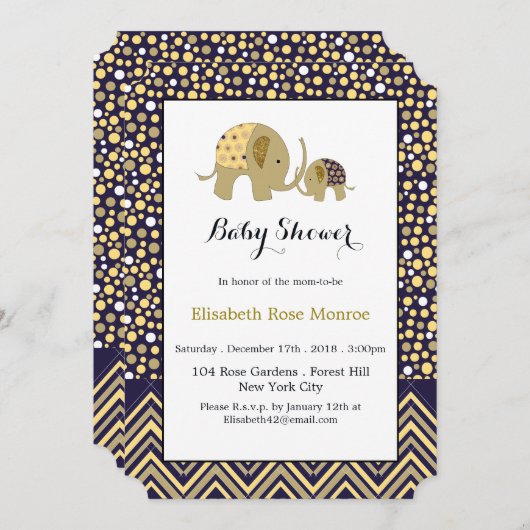 Bohemen Elephant en Chevron Baby shower Kaart (Voorkant / Achterkant)