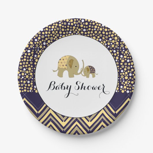 Bohemen Elephant en Chevron Baby shower Papieren Bordje (Voorkant)