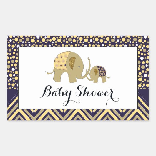 Bohemen Elephant en Chevron Baby shower Rechthoekige Sticker (Voorkant)
