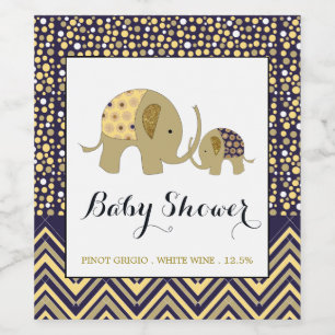 Bohemen Elephant en Chevron Baby shower Wijn Etiket