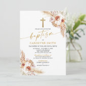 Bohemen en Pampas Grass Baptism Christening Kaart (Staand voorkant)