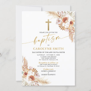 Bohemen en Pampas Grass Baptism Christening Kaart