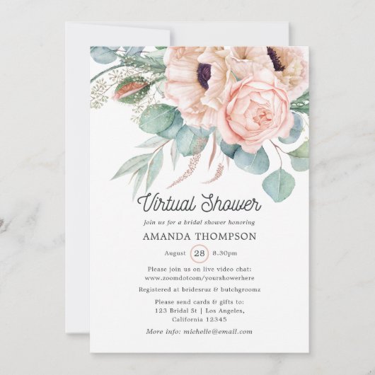 Bohemen Eucalyptus Pink Poppy Virtual Shower Kaart (Voorkant)