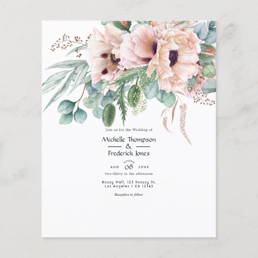 Bohemen Eucalyptus Pink Poppy Weddenschap Flyer (Voorkant)