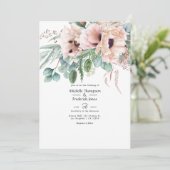 Bohemen Eucalyptus Pink Poppy Weddenschap Kaart (Staand voorkant)