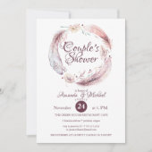 Bohemen Feathers Flowers Wreator Couple Shower Kaart (Voorkant)