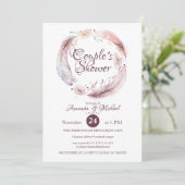 Bohemen Feathers Flowers Wreator Couple Shower Kaart (Staand voorkant)