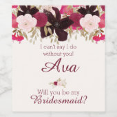 Bohemen Floral Bridesmaid-voorstel Wijnlabels Wijn Etiket (Enkel label)