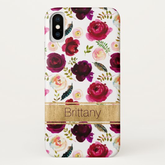 Bohemen Floral, Hoesje-Mate iPhone X Hoesje (Achterkant)