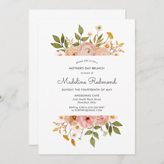  Bohemen Floral Moederdag Brunch Kaart (Voorkant / Achterkant)