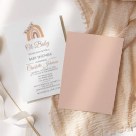 Bohemen Floral Rainbow Pink Pastel Baby shower Kaart