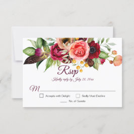 Bohemen Floral Romance RSVP-kaarten