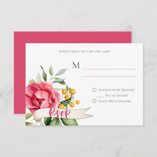 Bohemen Floral Romance RSVP-kaarten (Voorkant / Achterkant)