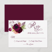 Bohemen Floral Romance RSVP-kaarten RSVP Kaartje (Voorkant / Achterkant)