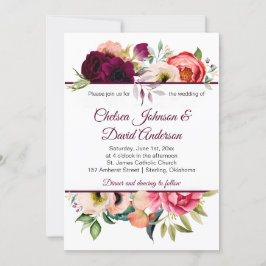 Bohemen Floral Romance Wedding Invitations Aankondiging