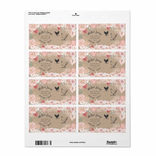 Bohemen floral script Egg Carton Label (Full Sheet)