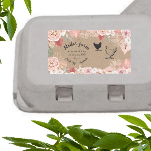 Bohemen floral script Egg Carton Label