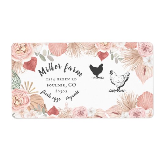 Bohemen floral script Egg Carton Label (Voorkant)