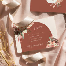 Bohemen Floral Terracotta & Ivory Wedding RSVP in