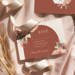Bohemen Floral Terracotta & Ivory Wedding RSVP in Kaart