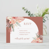 Bohemen Floral Terracotta & Ivory Wedding RSVP in Kaart (Staand voorkant)