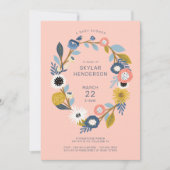 Bohemen Floral Wreath Baby Bird Shower Kaart (Voorkant)