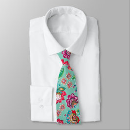 Bohemen folk florale patronen turkooizen bruiloft stropdas