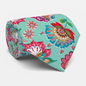 Bohemen folk florale patronen turkooizen bruiloft stropdas (Opgerold)