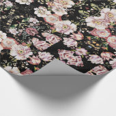 bohemen frans land chic zwarte flora cadeaupapier (Hoek)