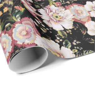 bohemen frans land chic zwarte flora cadeaupapier