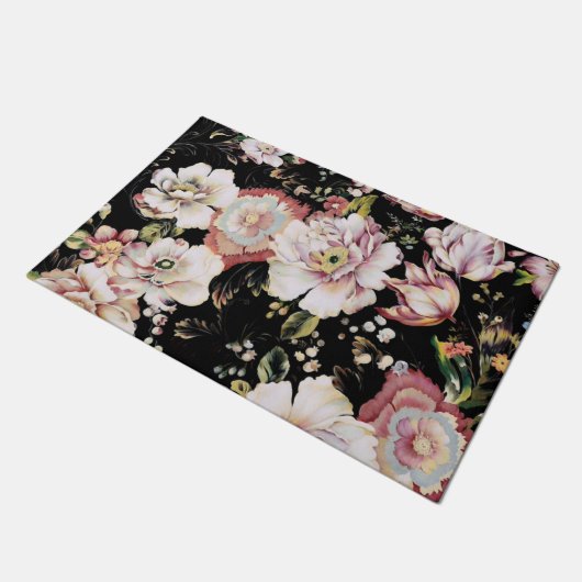 bohemen frans land chic zwarte flora deurmat (Schuin)