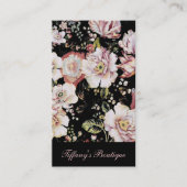 bohemen frans land chic zwarte flora visitekaartje (Voorkant)