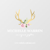 Bohemen Gold Antlers met Flowers Transparant Raamsticker (Vel)
