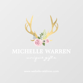 Bohemen Gold Antlers met Flowers Transparant Raamsticker