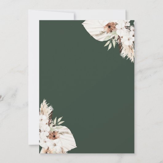 bohemen greenery pampas valt huwelijksuitnodiging kaart (Achterkant)