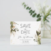 Bohemen Groene Waterverf Sparen de Datum Aankondigingskaart (Staand voorkant)